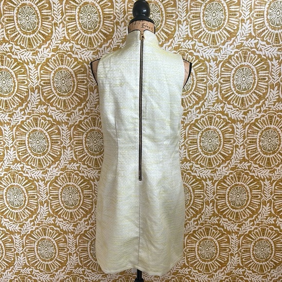 Sail To Sable Tweed Sleeveless V-Neck Sheath Mini Dress Lime Green/Silver Szie M - Picture 6 of 9